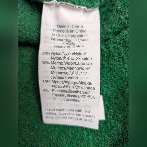 J. Crew Women's Emerald Green High Low V-Neck Relaxed Merino Blend Sweater XXL - Picture 9 of 11